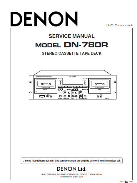 DENON DN-780R Stereo Cassette Tape Deck Service Manual