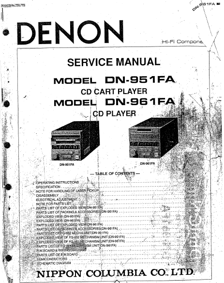 DENON DN-951FA CD Cart Player Service Manual