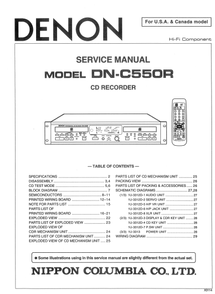DENON DN-C550R CD Recorder Service Manual