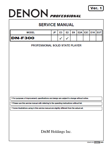 DENON DN-F300 E3 E2 Professional Player Service Manual