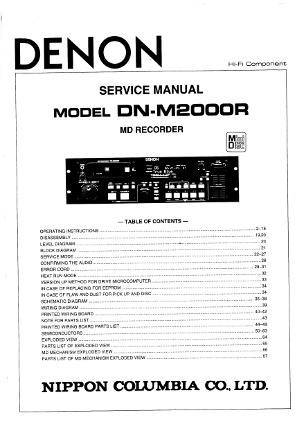 DENON DN-M2000R MD Recorder Service Manual