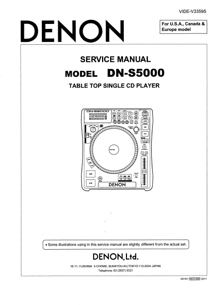 DENON DN-S5000 Table Top Single CD Player Service Manual