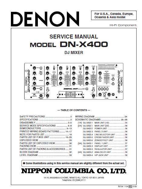 DENON DN-X400 DJ Mixer Service Manual