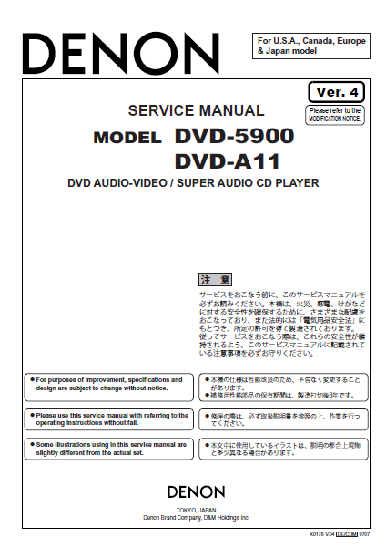 DENON DVD A11-5900 Audio Player Service Manual