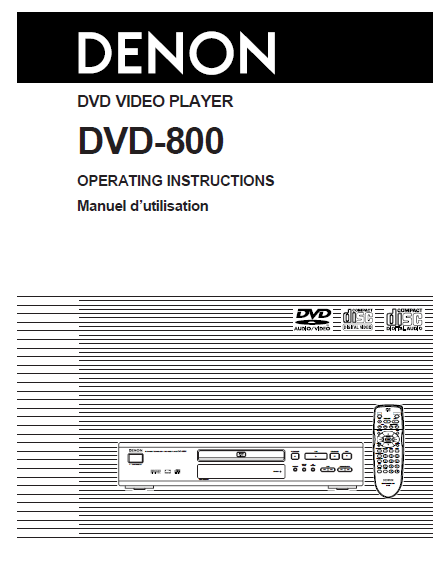 DENON DVD-800 Video Player Operating Manual
