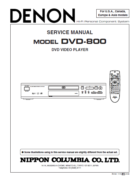 DENON DVD-800 Video Player Service Manual