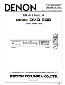 DENON DVD-800 Video Player Service Manual