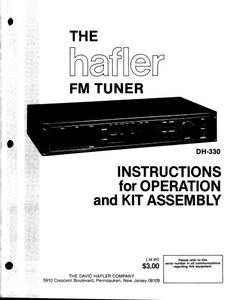 HAFLER DH-330 Instructions for Kit Assembly Operation Manual