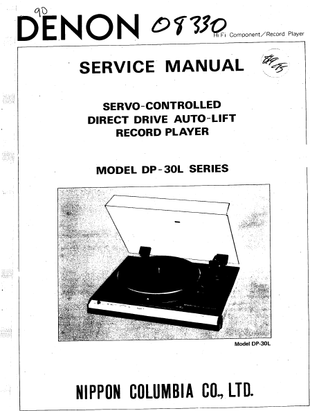 DENON DP-30L Series Auto Lift Record Player Service Manual