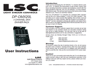 AMC DP-DMX20L Light Stream Controls Instruction Manual