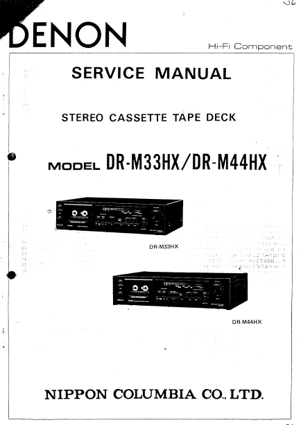 DENON DR M33HX-M44HX Stereo Cassette Tape Deck Service Manual