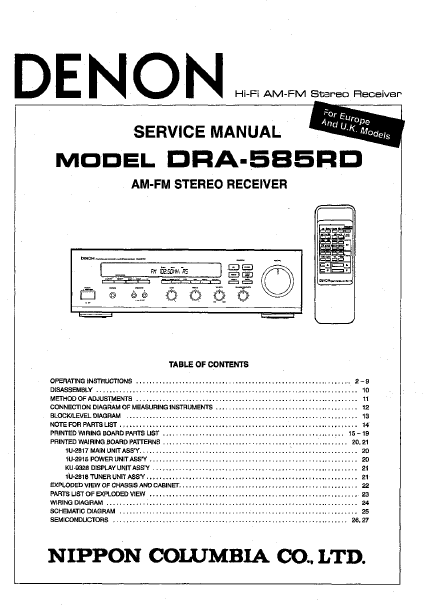 DENON DRA-585RD AM FM Stereo Receiver Service Manual