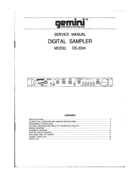 GEMINI Model DS-2024 Digital Sampler Service Manual