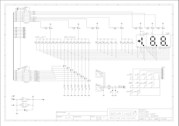 BEHRINGER DSP1001 Virtualizer Control Board rev D Schematic