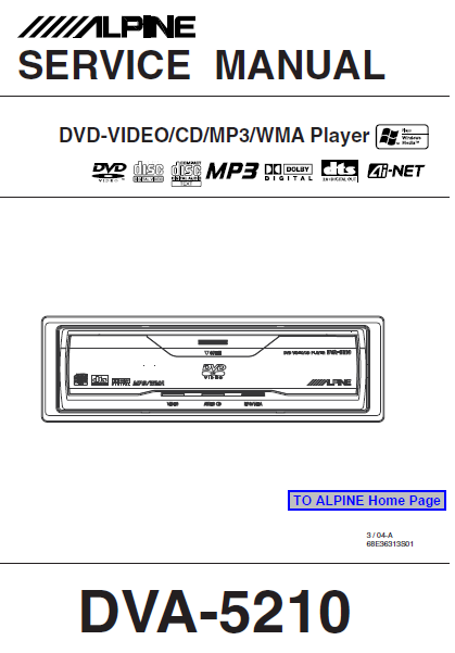 ALPINE DVA-5210 CD MP3 Player Service Manual