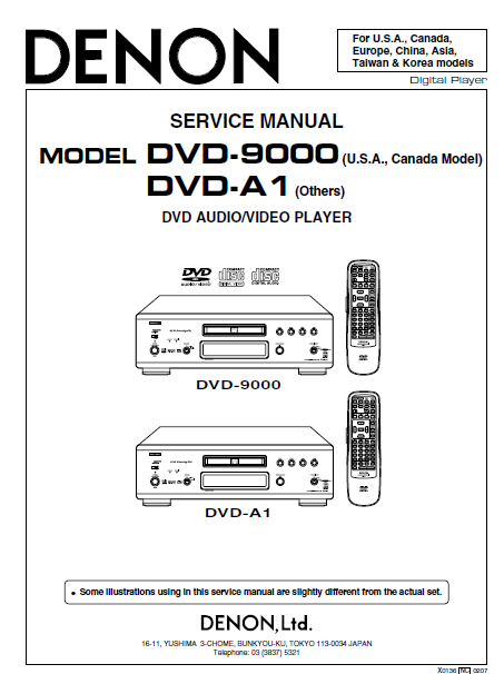 DENON DVD A1-9000 Video Player Service Manual