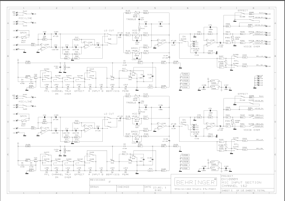 BEHRINGER DX1000M rev F Schematics