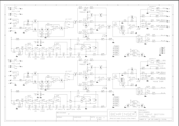 BEHRINGER DX1000M rev F Schematics