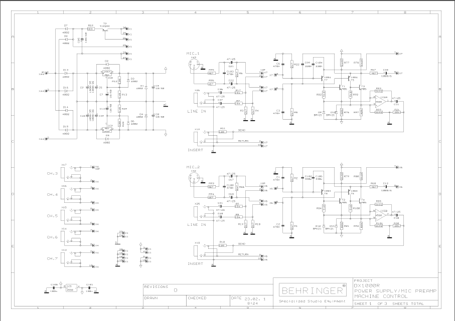 BEHRINGER DX1000R rev D Schematics