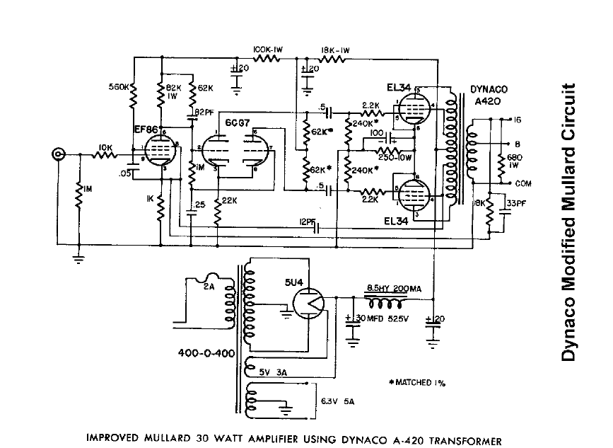 DYNACO Modified Mullard Circuit Schematic