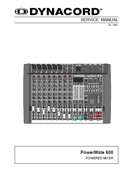 Dynacord PowerMate 600 Powered Mixer Service Manual