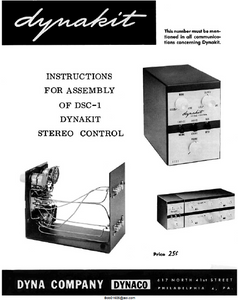 Dynaco DSC-1 Dynakit Stereo Control Instruction Manual