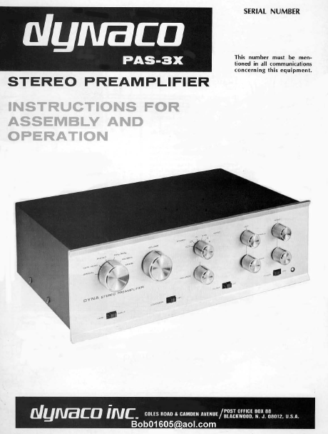 Dynaco PAS-3X Stereo Amplifier Instruction Manual