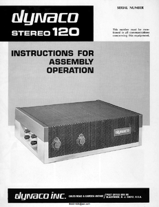 DYNACO STEREO 120 Operations Manual