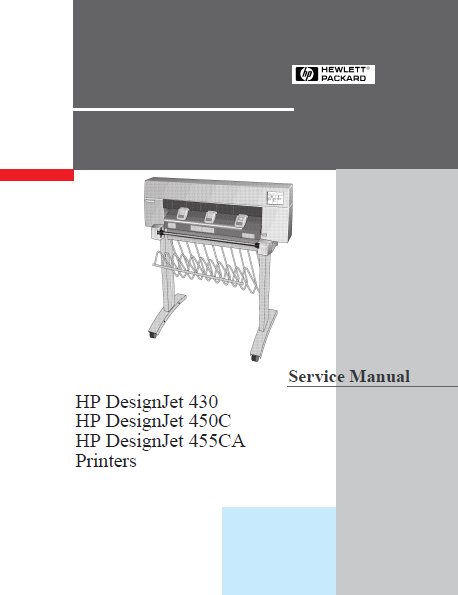 Hewlett Packard DesignJet 430 Printers Service Manual