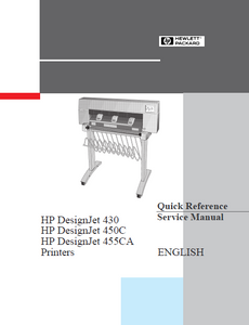 Hewlett Packard DesignJet 430 Printers Quick Reference Service Manual