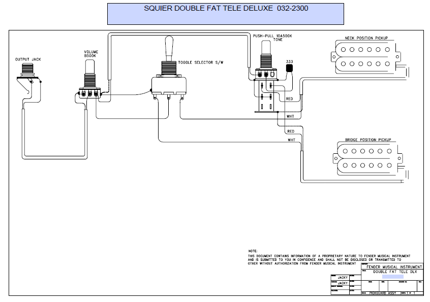 FENDER Squier Double Fat Tele Deluxe 032-2300 Schematic