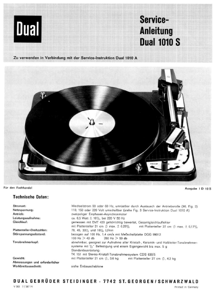 Dual_1010S (de) Service Manual