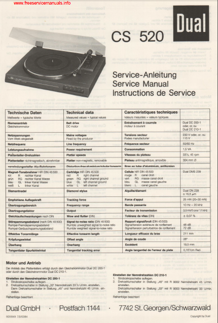 Dual CS 520 Service Manual