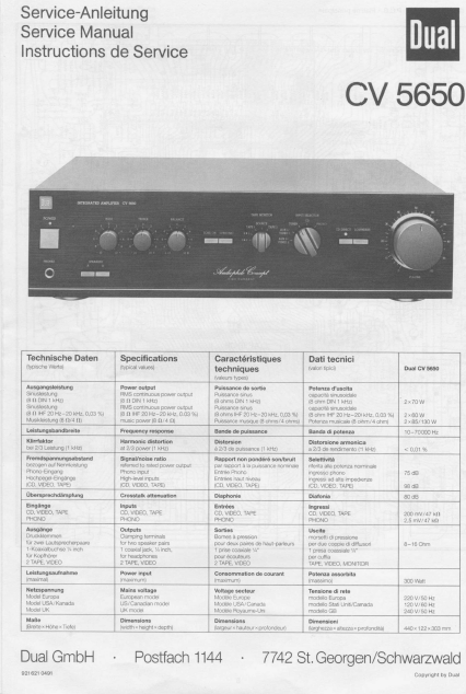 Dual CV 5650 Anleitung Service Manual