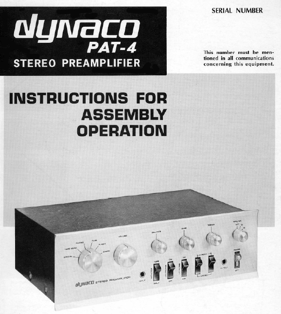 Dynaco PAT-4 Operations Manual