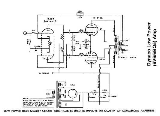 Dynaco Low Power Amplifier Schematic