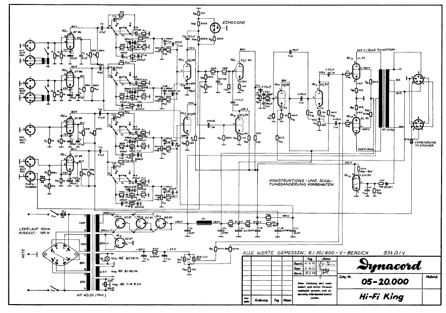 Dynacord Hi-Fi King Schematic