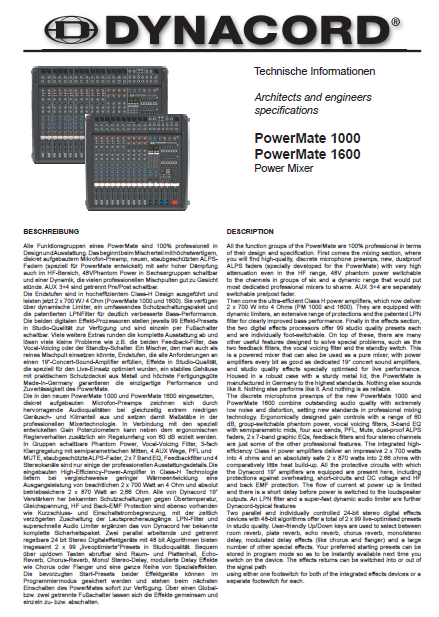 Dynacord  PM-1000 Technic Information Manual