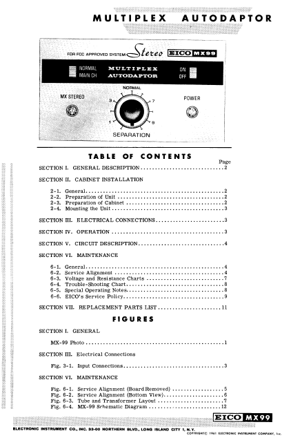 EICO Model MX-99 Instruction Manual