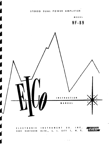 EICO HF-89 Stereo Dual Amplifier Instruction Manual