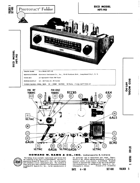EICO HFT-90 Photofact Instruction Manual