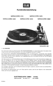 ELAC Miracord 610 Instruction Manual