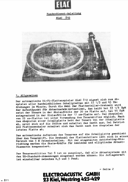 ELAC 810 Instruction Manual