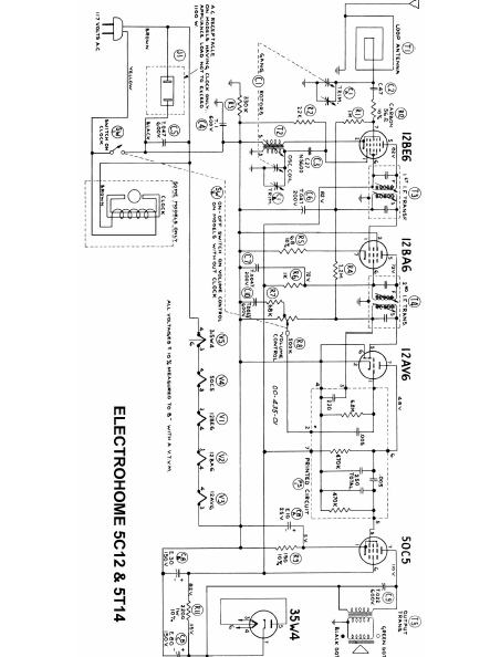 ELECTROHOME 5C12 5T14 Radio Schematics
