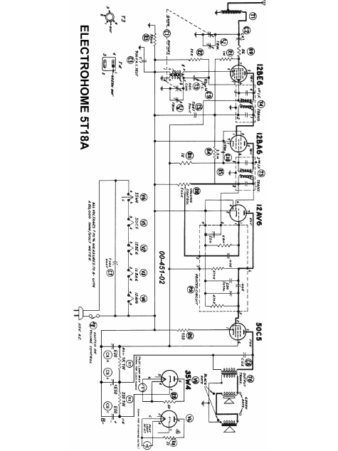 ELECTROHOME 5T18A Radio Schematics