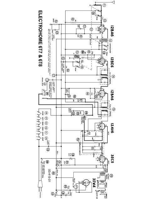 ELECTROHOME 6T7-6T8 Radio Schematics