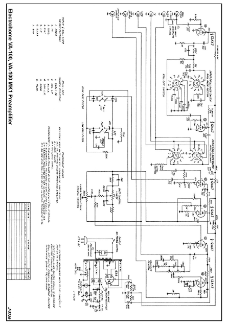 ELECTROHOME VA-100 PreAmplifier Schematic