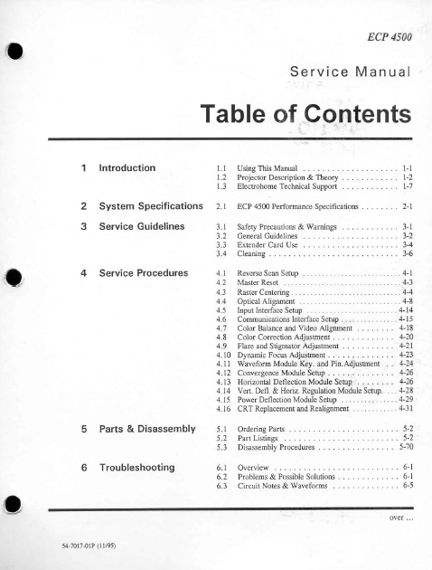 ELECTROHOME ECP 4500 Service Manual