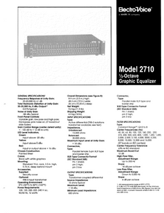 ELECTROVOICE Model 2710 Graphic Equalizer Owner's Manual