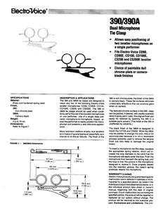 ELECTROVOICE 390-390A Dual Microphone Tie Clasp Instruction Manual